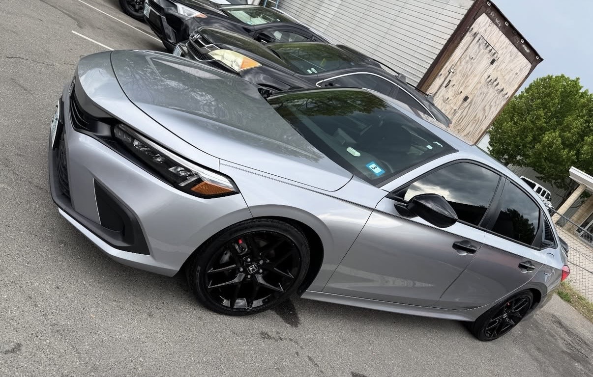 Silver Honda Civic with mirror-deep ceramic coated finish
